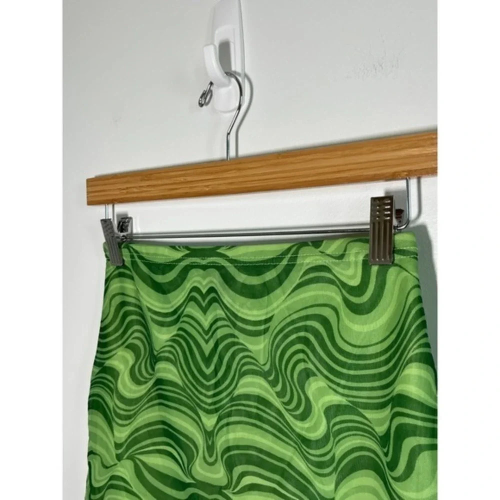 Y2K Skirt Forest‎ Fairy Boho Festival Mesh Elastic Womens XS Green